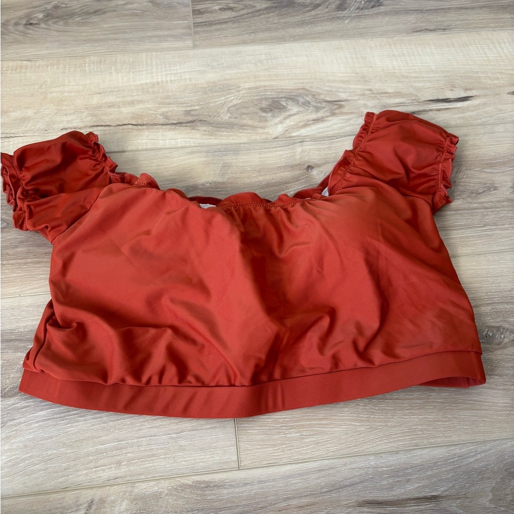 Elegant Rust Ruffled Bikini Top - Picture 1 of 3